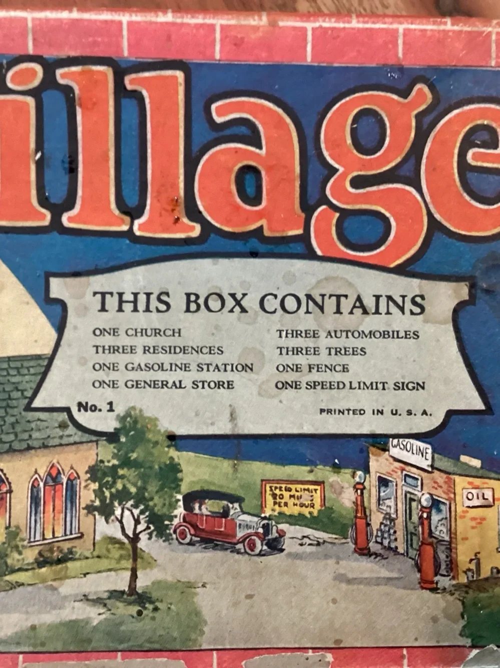 Antique Ready-Cut-Village No. 1, Paper/cardboard building play set, no cutting,